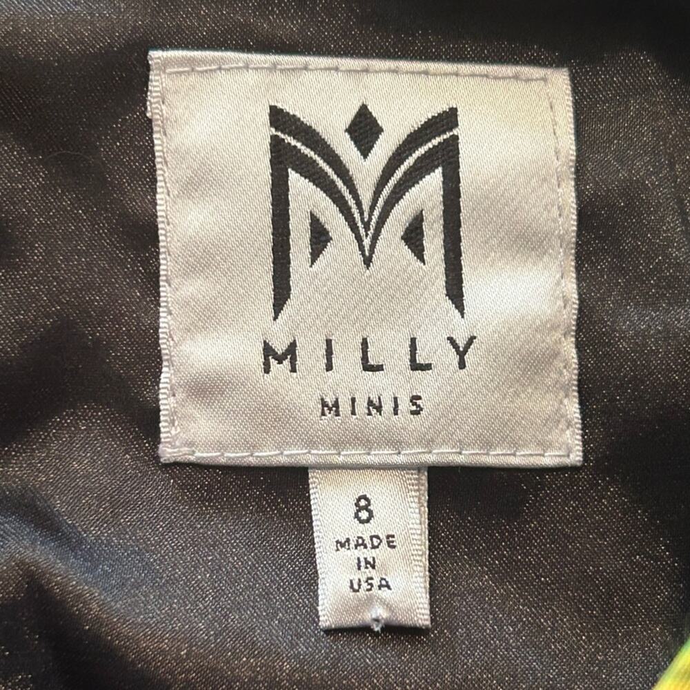 Girl's MILLY Minis Blue Jewel Print Sleeveless Lined Drop Waist Dress Size 8 - Picture 4 of 6